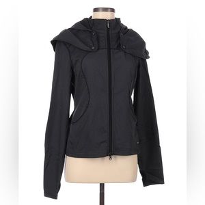 New Lululemon Rain Jacket & Detachable Hood Pinstripe Size 8 Water Resistant